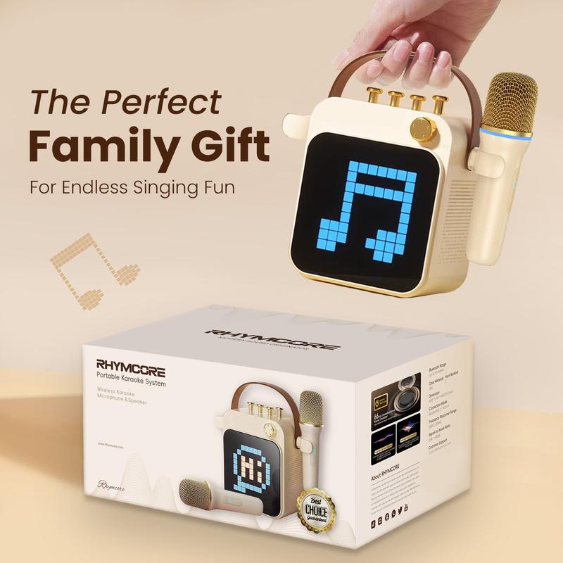 RHYMCORE Wireless Karaoke Machine with Screen, 3600mAh Long-lasting Battery, Portable Speaker for Adults & Kids, Gift for Family Party, 6 Sound Modes