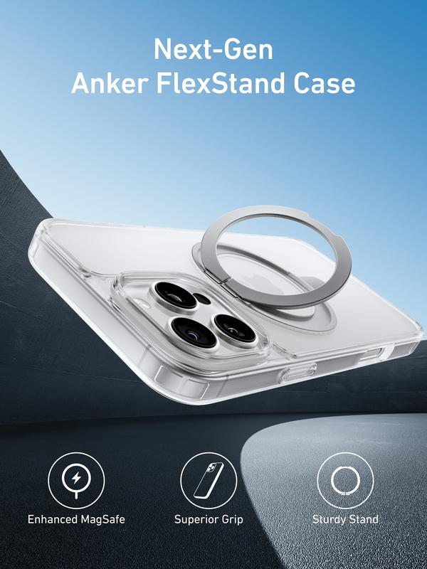 Anker MagGo Magnetic Case with Sturdy 360° Ring Stand for iPhone, Military-Grade Shockproof Kickstand with MagSafe Holder Grip