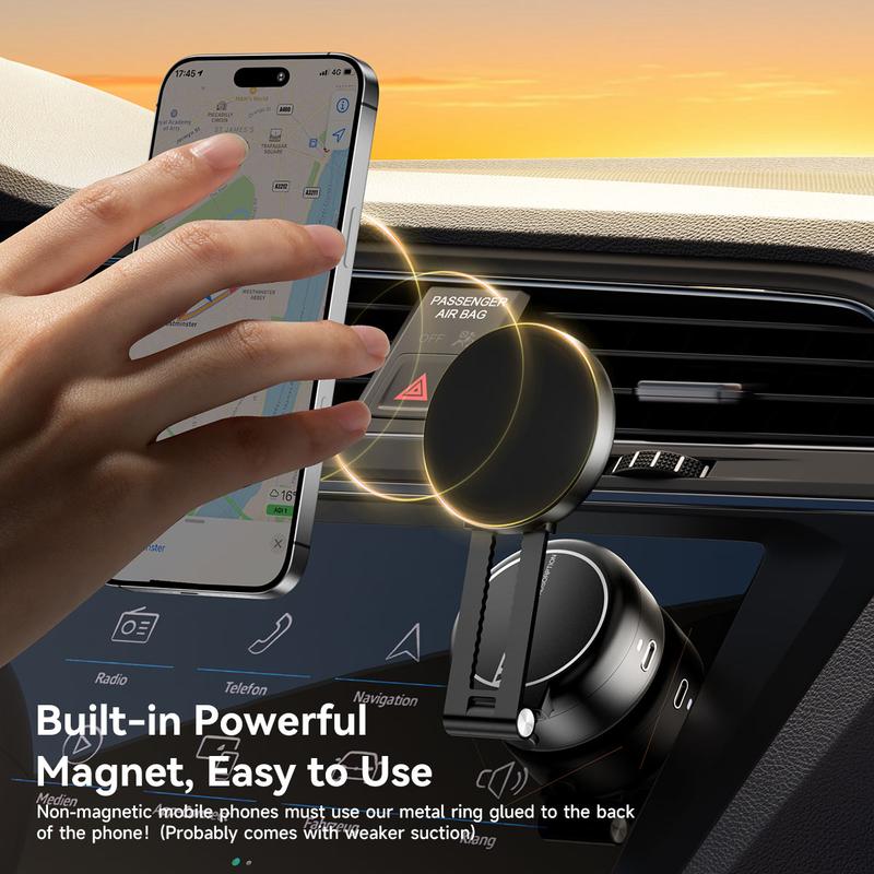 Electric Suction Cup Phone Holder, 360° Rotatable Magnetic Movable Car Phone Mount,Portable and Foldable, Universal Navigation Bracket For Car Gym Travel,Holder For Most Mobile Phones，Needs to be Recharged