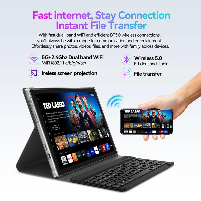 Tablet 10 inch Android 14 Tablet,8GB RAM 128GB ROM,5G WiFi,Octa-Core,13MP+8MP Dual Camera,GPS,Bluetooth,1TB Expand,1920x1200 IPS Screen,7000mAh,Face Unclock,Split Screen,Tablet with Keyboard 2025 tablet Black Friday Deal  Christmas gift  tablet on sale