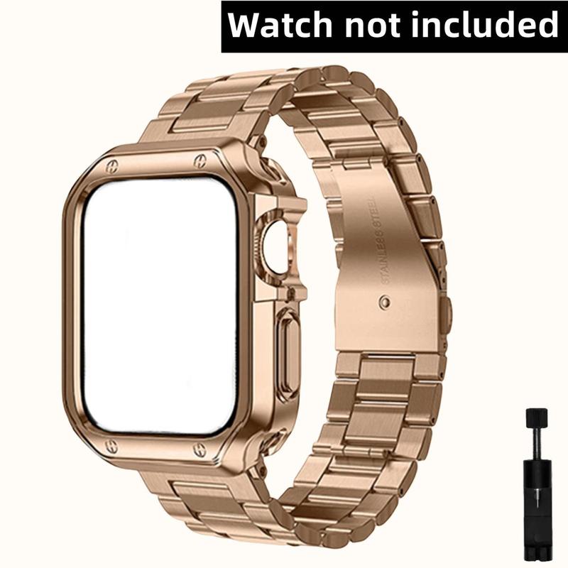 Stainless Steel Watch Band for iWatch (Band & Case Only), Fashion Watch Band for Men & Women, Smart Watch Accessories for Apple Watch Series 9 8 7 6 5 4 3 2 1