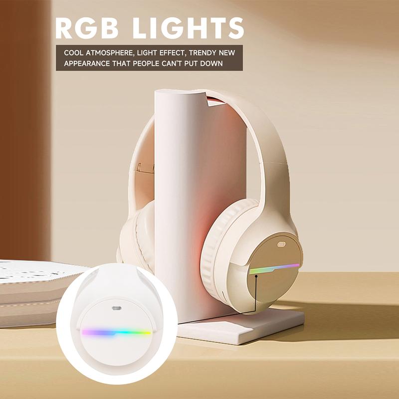 Wireless Headphones for Fall, Bluetooth Headphones with Colorful LED Lights, Kids Foldable Over Ear Headphones with Built-in Microphone, 60H Playtime