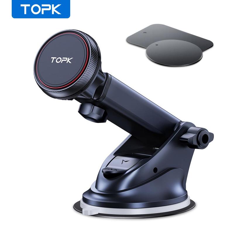 TOPK Magnetic Car Phone Holder, Adjustable Telescopic Arm Car Phone Holder, Dashboard Windshield Phone Holder with Suction Cup for 4-7'' Phones