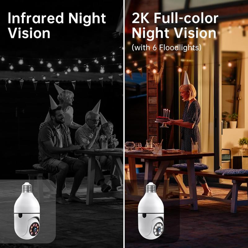 Light Bulb Security Camera 5G&2.4GHz WiFi 3MPSecurity Cameras Wireless Outdoor MotionDetection and Alarm,Two-Way Talk,Color NightVision,Human Detection, Compatible with AlexaMicro SD, Limited Time Offer