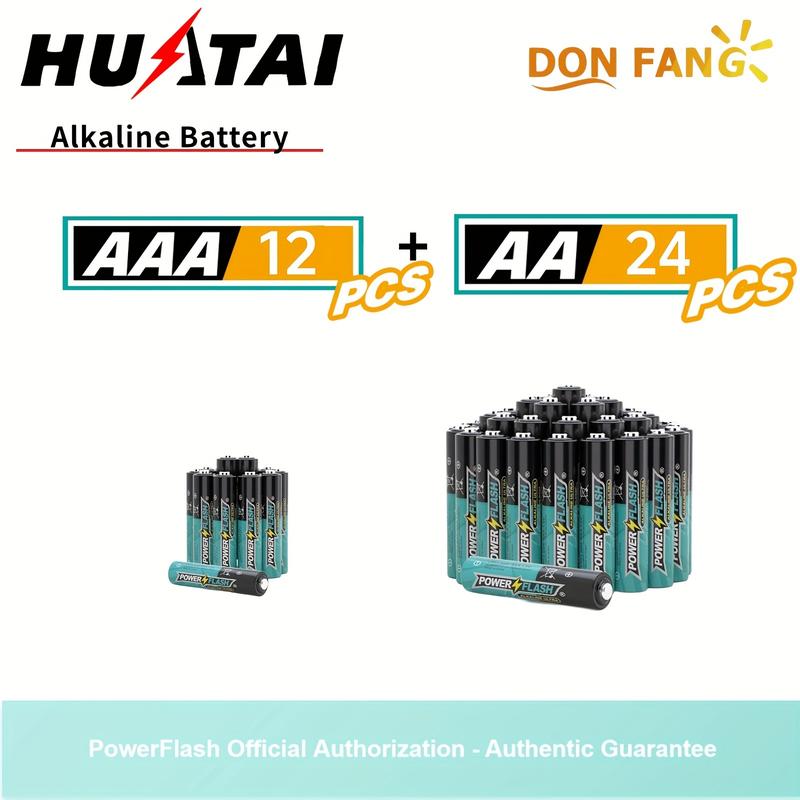 PowerFlash AAA24_AA48 Alkaline Long-Lasting Batteries, Combo Pack, Set Of 24 Pcs AAA And 48 Pcs AA Batteries For Home, Various Household Device, Work