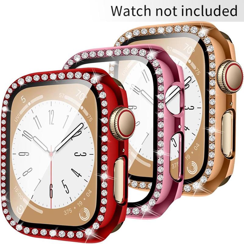 Artificial Rhinestone Decor Watch Case, 3 Counts Anti-scratch Watch Protective Cover, Smart Watch Protective Case Compatible with Apple Watch Series 8 7 6 Se 5 4