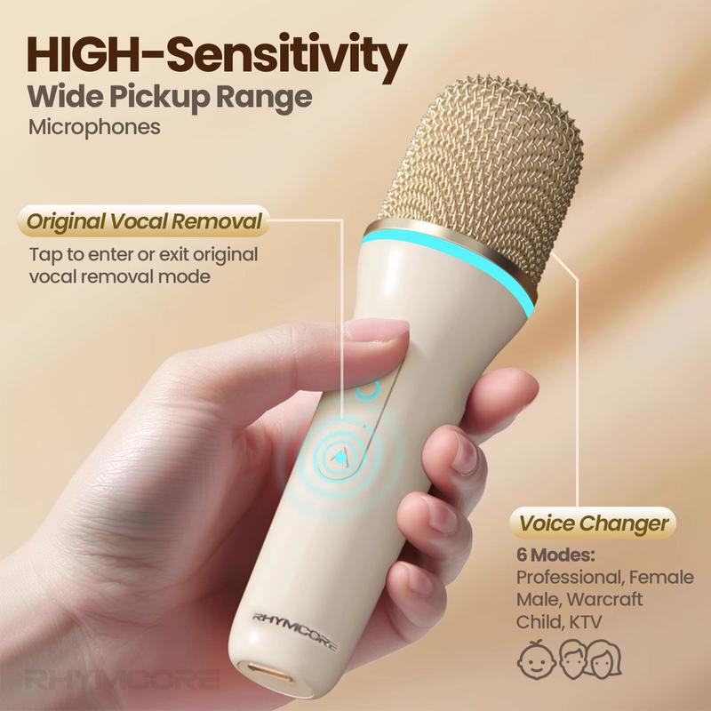 RHYMCORE Wireless Karaoke Machine with Screen, 3600mAh Long-lasting Battery, Portable Speaker for Adults & Kids, Gift for Family Party, 6 Sound Modes