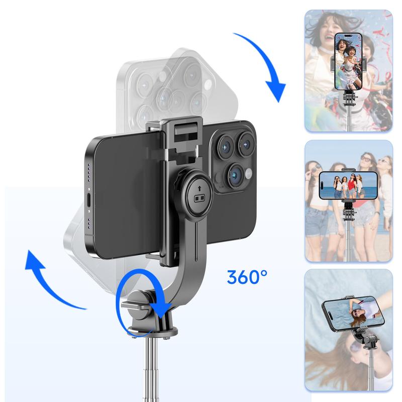 Extendable Selfie Stick Tripod, 4 in 1 Phone Tripod Stand with Detachable Wireless Remote & Phone Holder, 360° Rotating Mini Travel Tripod