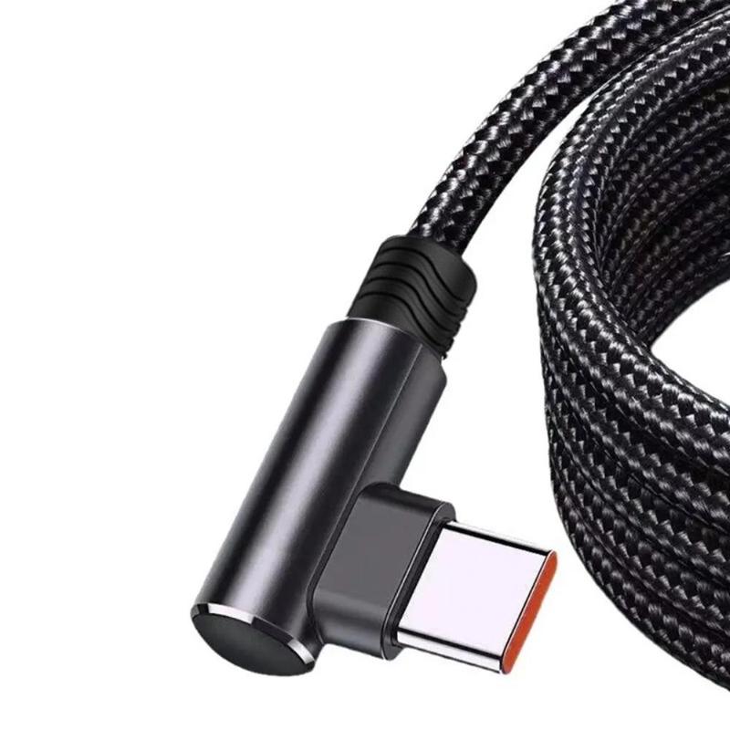 90 Degree Right Angle Type-C Charging Car Gaming Data Cable, 1 Count Charger Data Cable Compatible with Samsung, Google, Xiaomi, Smartphone Accessories