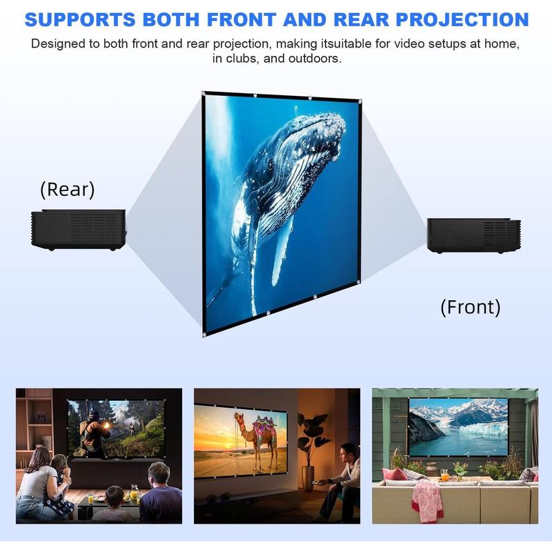 100 inch Projector Screen, Foldable Washable Portable Rear Front Projector Screen 4K Indoor Outdoor 16:9 HD Projection Movies Screen for Backyard Home Theater Office