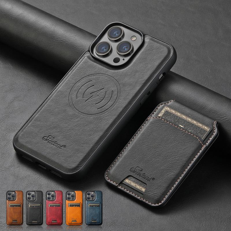 2 IN 1 Magnetic Leather Case For iPhone 16 Pro Max 15 14 13 12 Pro Max 15 14 Plus MagSafe Card Holder Wallet Case Flip Stand Cover