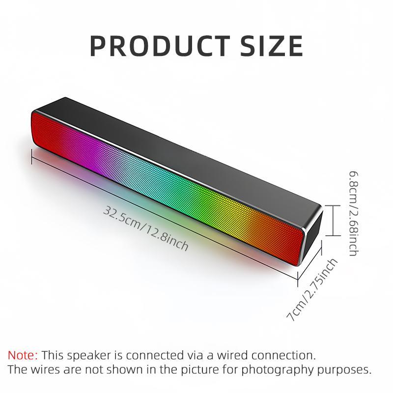 USB Powered Wired Computer Speaker, 3.5mm Audio Jack & LED Ambient Light Design Desktop Speaker, Multifunctional Sound Machine for Home & Office Use