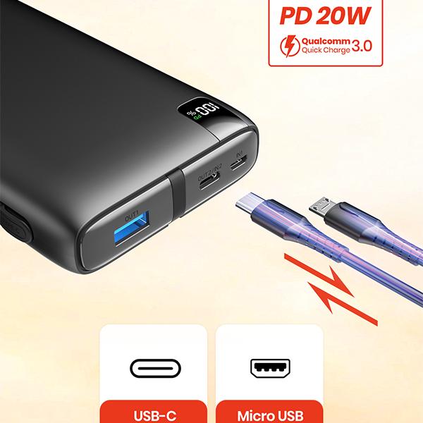 Power Bank 27000mAh with Built in Cables, 22.5W USB C Portable Charger Fast Charging Power Bank, 4 Outputs 2 Inputs External Battery Pack Phone Charger Compatible with iPhone, Samsung, Tablets, Halloween Gifts