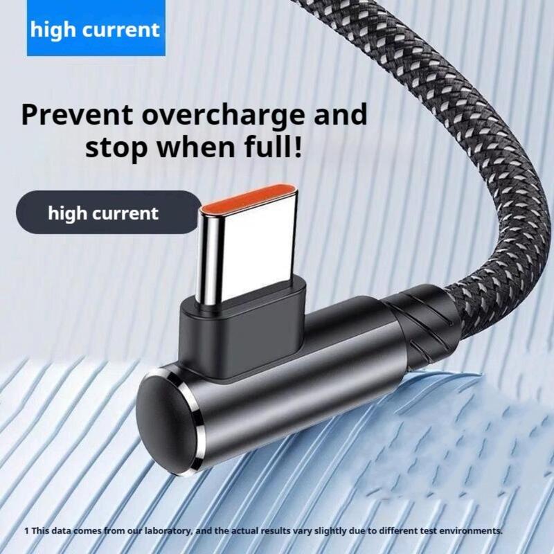 90 Degree Right Angle Type-C Charging Car Gaming Data Cable, 1 Count Charger Data Cable Compatible with Samsung, Google, Xiaomi, Smartphone Accessories