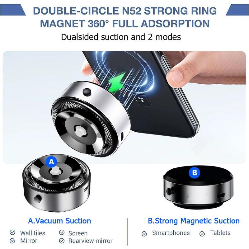 Wireless Magnetic Cell Phone Holder, Fast Charging Electric Vacuum Strong Suction Car Phone Mount for iPhone & Android Phones