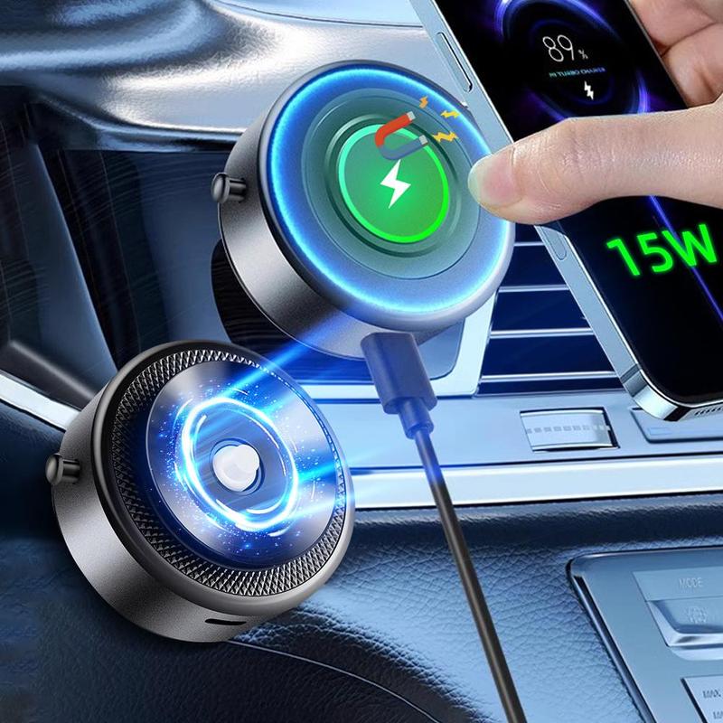 Wireless Magnetic Cell Phone Holder, Fast Charging Electric Vacuum Strong Suction Car Phone Mount for iPhone & Android Phones