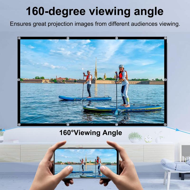 100 inch Projector Screen, Foldable Washable Portable Rear Front Projector Screen 4K Indoor Outdoor 16:9 HD Projection Movies Screen for Backyard Home Theater Office