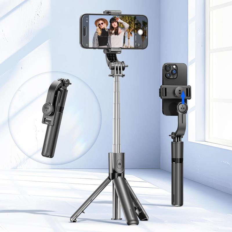 Extendable Selfie Stick Tripod, 4 in 1 Phone Tripod Stand with Detachable Wireless Remote & Phone Holder, 360° Rotating Mini Travel Tripod