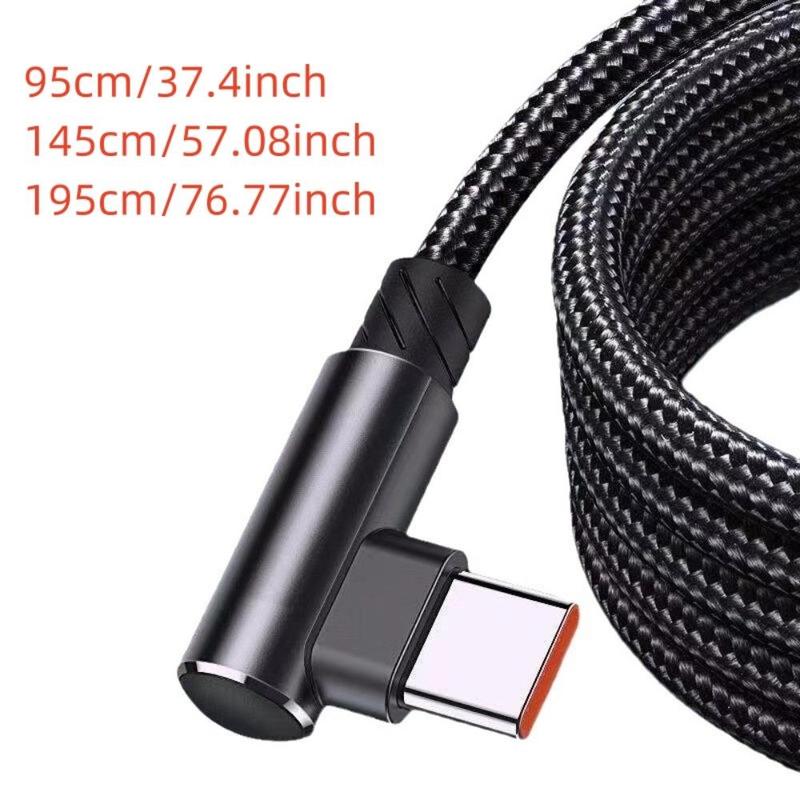 90 Degree Right Angle Type-C Charging Car Gaming Data Cable, 1 Count Charger Data Cable Compatible with Samsung, Google, Xiaomi, Smartphone Accessories