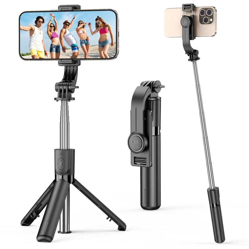 Extendable Selfie Stick Tripod, 4 in 1 Phone Tripod Stand with Detachable Wireless Remote & Phone Holder, 360° Rotating Mini Travel Tripod