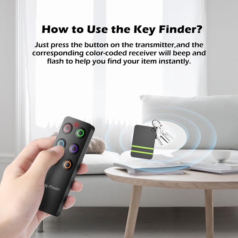 Key Locator, Key Tracker, 1 Count Portable Key Locator Transmitter with 6 Receivers, Wallet Tracker, Item Locator for Key, Remote, Wallet & Passport