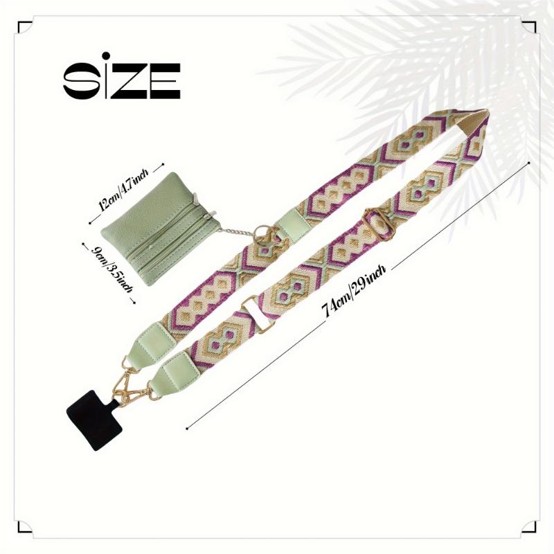 Mobile Phone Strap with Zipper Pocket, Mobile Phone Strap with Zipper Wallet - Crossbody Mobile Phone Chain with Zipper Wallet Smartphone Cellphone