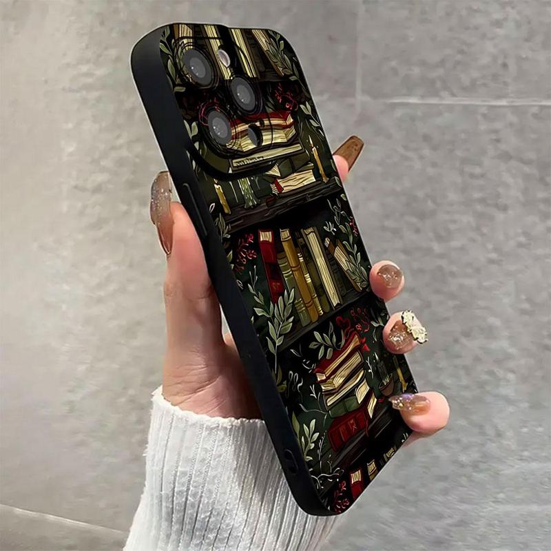 Book & Flower Pattern Phone Case, Fashion Anti-drop Phone Protective Cover, Phone Accessory Compatible with iPhone