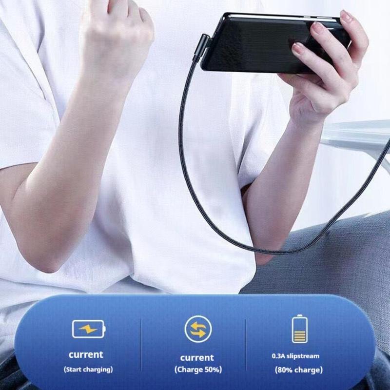 90 Degree Right Angle Type-C Charging Car Gaming Data Cable, 1 Count Charger Data Cable Compatible with Samsung, Google, Xiaomi, Smartphone Accessories