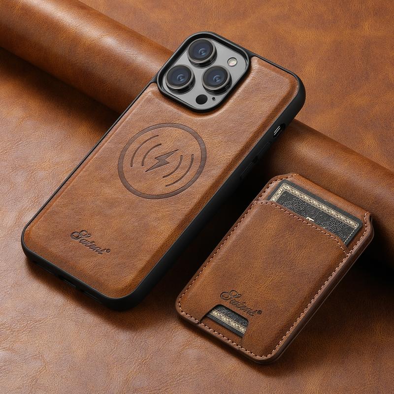 2 IN 1 Magnetic Leather Case For iPhone 16 Pro Max 15 14 13 12 Pro Max 15 14 Plus MagSafe Card Holder Wallet Case Flip Stand Cover