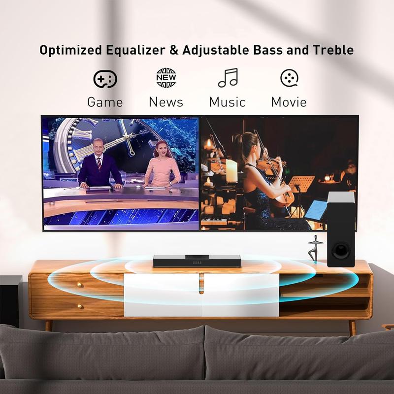 2.1ch Soundbar with 160Watt Powerful Wired Subwoofer For TV PC, S-Force PRO Front Surround Sound Digital, Black outdoor home tv  speakers