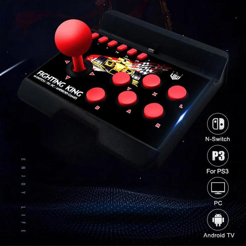 GAMINJA 4 in 1 Retro Arcade Joystick, Charging Station Turbo Fighting Stick Game Controller, Wired Rocker for PS3 Switch PC Android Games Console