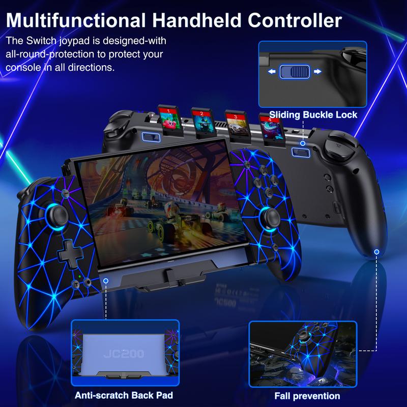 Switch Controllers, Hall Effect Switch Pro Controller for Nintendo Switch Switch OLED, One-Piece Switch Joypad with 9 Lights Color for Those Who Prefer Handheld Mode