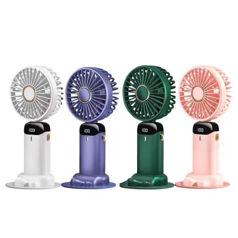 Portable Fan with Phone Holder for Boyfriend Gift, USB Rechargeable Fan Portable Foldable Handheld Fans with Digital Display, Silent Personal Cooling Fan, Mini Fan for Outdoor Travel Office Use