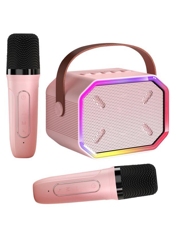 Karaoke Machine for Kids and Adults, Mini Portable Bluetooth Speaker with 2 Wireless Microphones, Led Lights for TV, Home Party, Kids Gift for Girls Boys Family Party Birthday Mother's Day gift Audio Smartphone