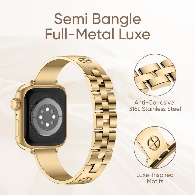 Missair Luxury Band & PC Cover Case Solid Compatible with Apple Watch 40mm 41mm 42mm 44mm 45mm 46mm 49mm-Adjustable Stainless Steel Bracelet Accessory