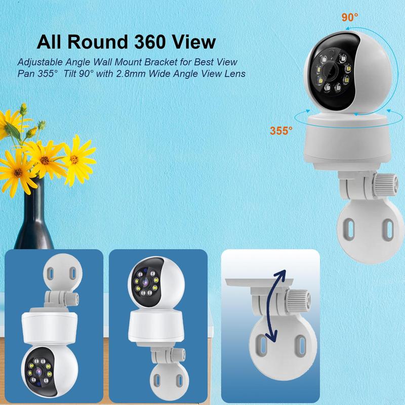 Indoor Security Camera, Dual-band 2.4G & 5G WiFi Infrared Color Night Vision Security Camera with Mobile Detection Alarm, AI Human Tracking, PTZ 360 Degree View, Two-way Audio Intercom Security Camera, Home Safe Camera