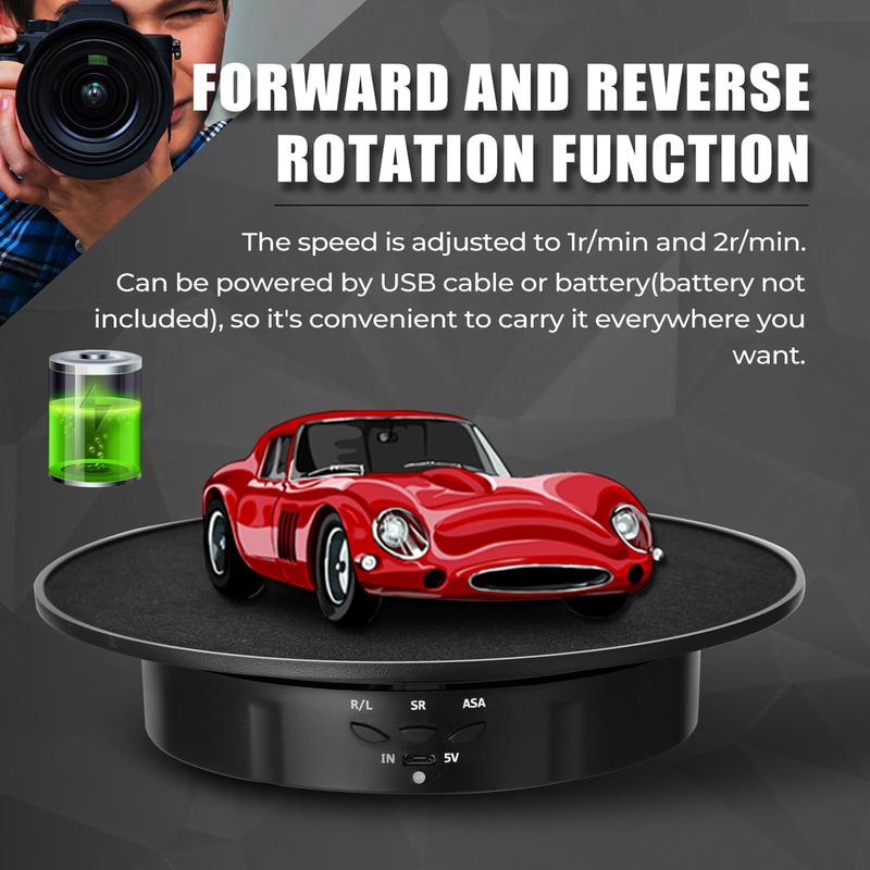 3-speed Photography Rotating Display Stand, 1 Count USB Rechargeable battery Powered 360 Degree Electric Rotating Product Display Turntable, Display Booth for Video Shooting(without Battery)