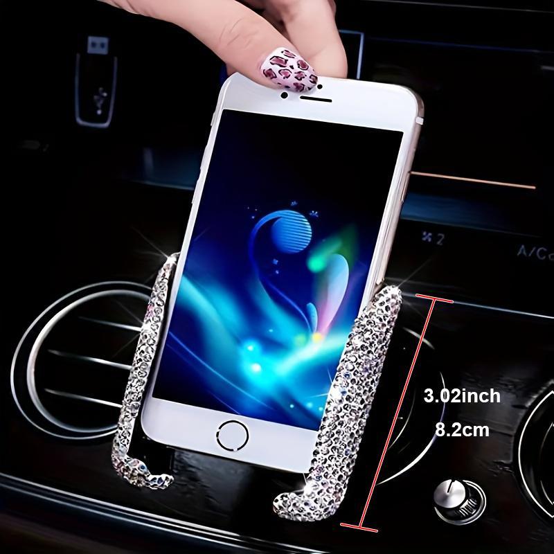 Rhinestone Decor Car Air Outlet Phone Holder, Car Air Vent Phone Holder, Universal Car Interior Accessories for Women & Girls