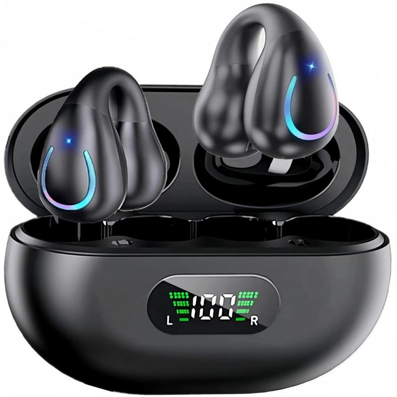 Wireless Earbuds Bluetooth 5.3, Sports Earphones Built-in Microphone with Earhooks & Ear Hook, Wireless Charging Case & Display, Waterproof Fitness Headphones for Running Audio Electronic Headset Chargeable