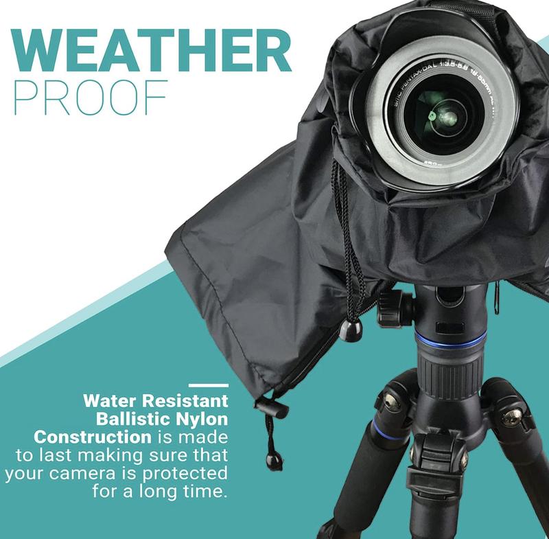 Movo - CRC01 Waterproof Nylon Camera Rain Cover with Enclosed Hand Sleeves Compatible with Canon EOS, Nikon, Sony, Olympus, Pentax and Panasonic DSLR Cameras