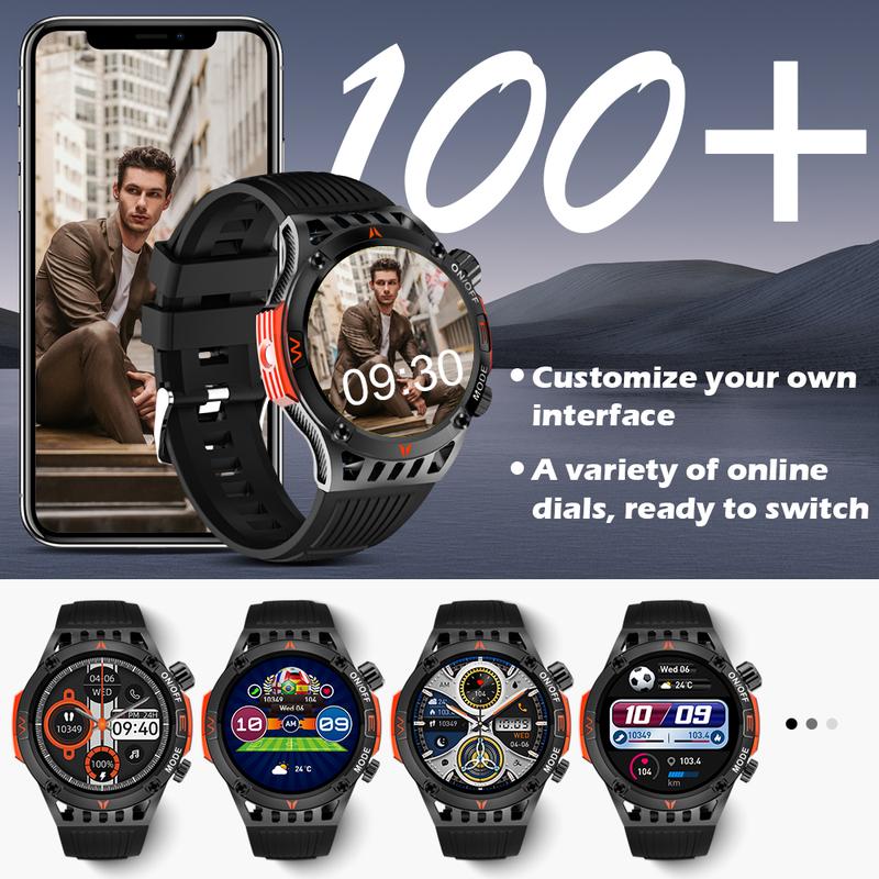 SmartWatch For Outdoor (answering making Calls), For Android for IPhone Tactical Smartwatch From 2024, Sturdy And Durable Outdoor Fitness Tracker, IP67 Waterproof AI Voice