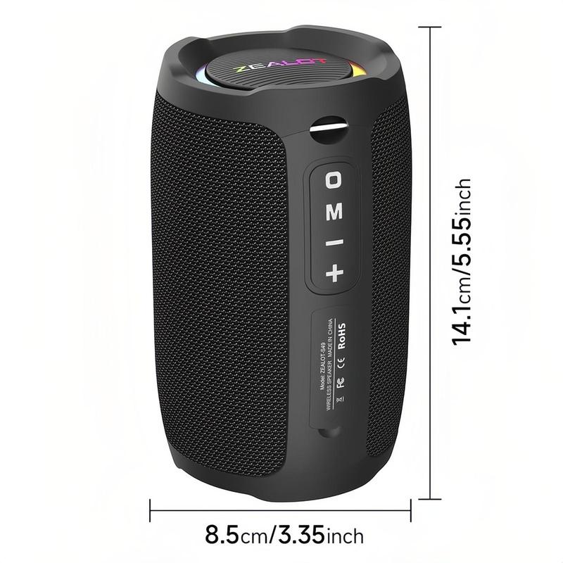 Portable Wireless Speaker, 10W Outdoor Speaker, Rechargeable Bluetooth-compatible Speaker with LED Light, Stereo Sound Speaker for Home, Car, Outdoor