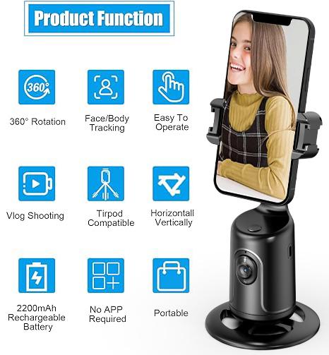 360° Rotatable Auto Face Tracking Gimbal Stabilizer Tripod, Handheld Video Recording Tool for Summer, Anti-shaking Phone Stabilizer, Vlogging Equipment for Phone Accessories Mobile