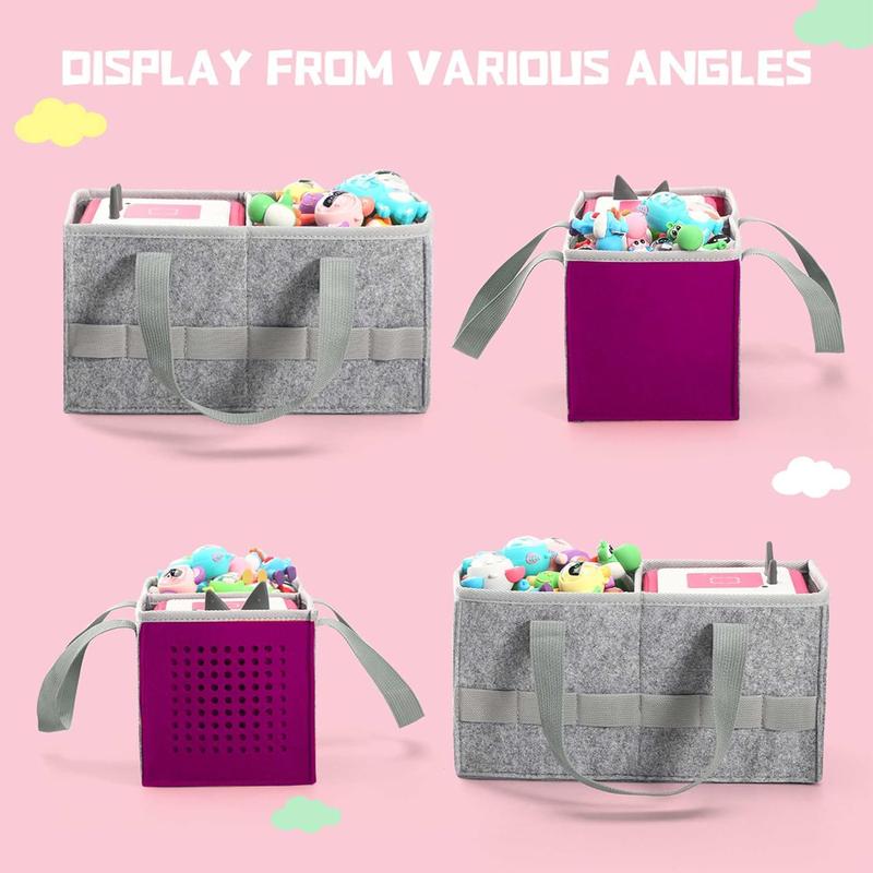 Carrying Case for Toniebox Starter Set and Tonies Figurines, Travel Felt Cloth Musical Toy Folding Bag for Toniebox Accessories (Purple)