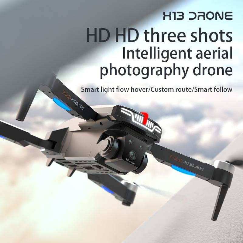 Brand new H13 drone, optical flow positioning, brushless motors, with HD dual cameras and breathing lights, one button take-off and landing, 360° aerobatic roll, foldable quadcopter (with battery)