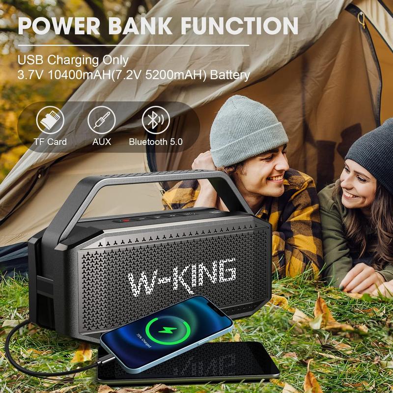 W-KING 60W(80W Peak) Portable Loud Bluetooth Speakers with Subwoofer, Waterproof Bluetooth Speaker Wireless, Deep Bass Pairing 40H Power Bank TF AUX EQ, Large Outdoor Speaker Boombox for Party, Home