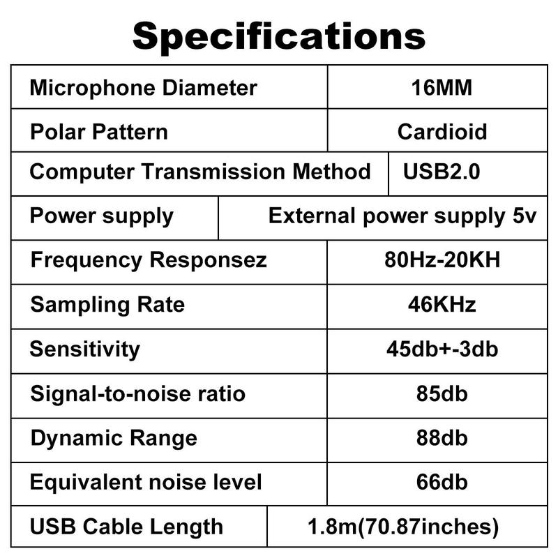 HAOMUREN USB Powered Condenser Microphone with Cantilever Stand, Plug & Play Microphone with Knob & Monitoring Jack, Suitable for Streaming, Podcasting