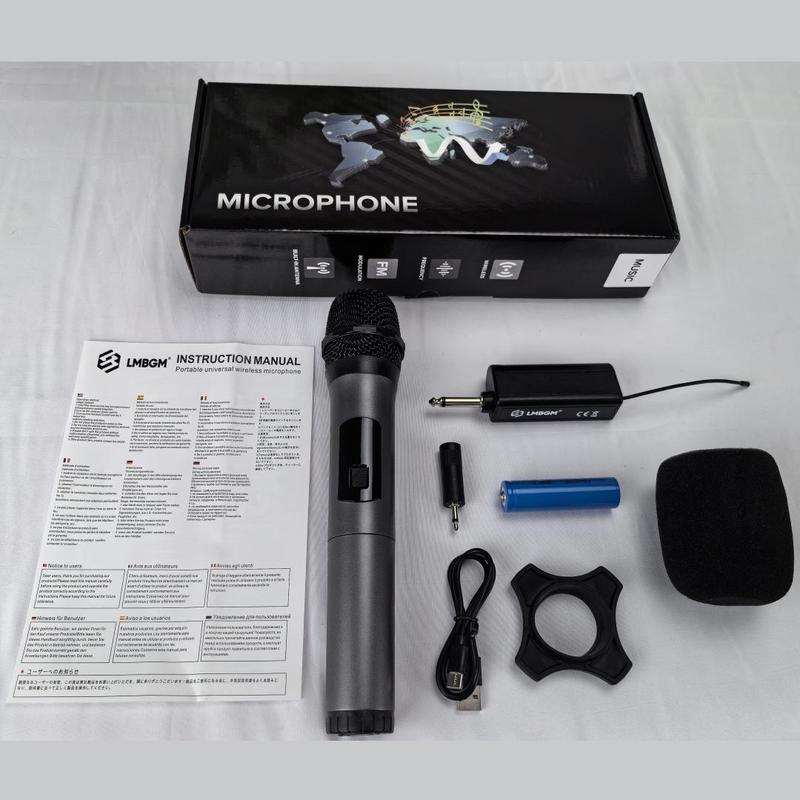 LMBGM Wireless Microphone, USB Rechargeable Handheld Microphone, Portable Microphone for Home KTV Outdoor Performance Use