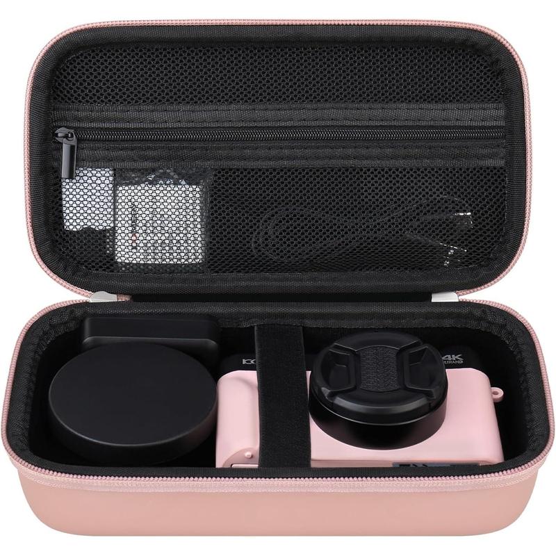 4K Digital Camera Carrying Case for Femivo VETEK IWEUKJLO VJIANGER WIKICO Saneen OIEXI 4K 48MP Vlogging Camera, Travel Compact Camera Storage Cover Bag Organizer Holder, Rose