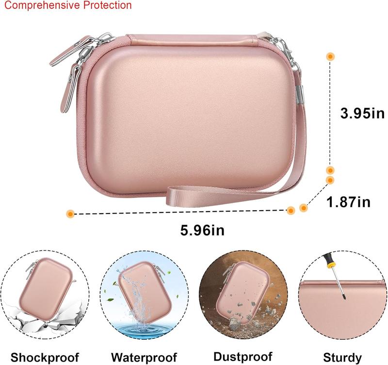 Digital Camera Carrying Case for CAMKORY for toberto for AiTechny for VAHOIALD for IWEUKJLO FHD 1080P Camera, Boys Girls  Compact Small Camera Travel Storage Cover Protective Bag,Rose